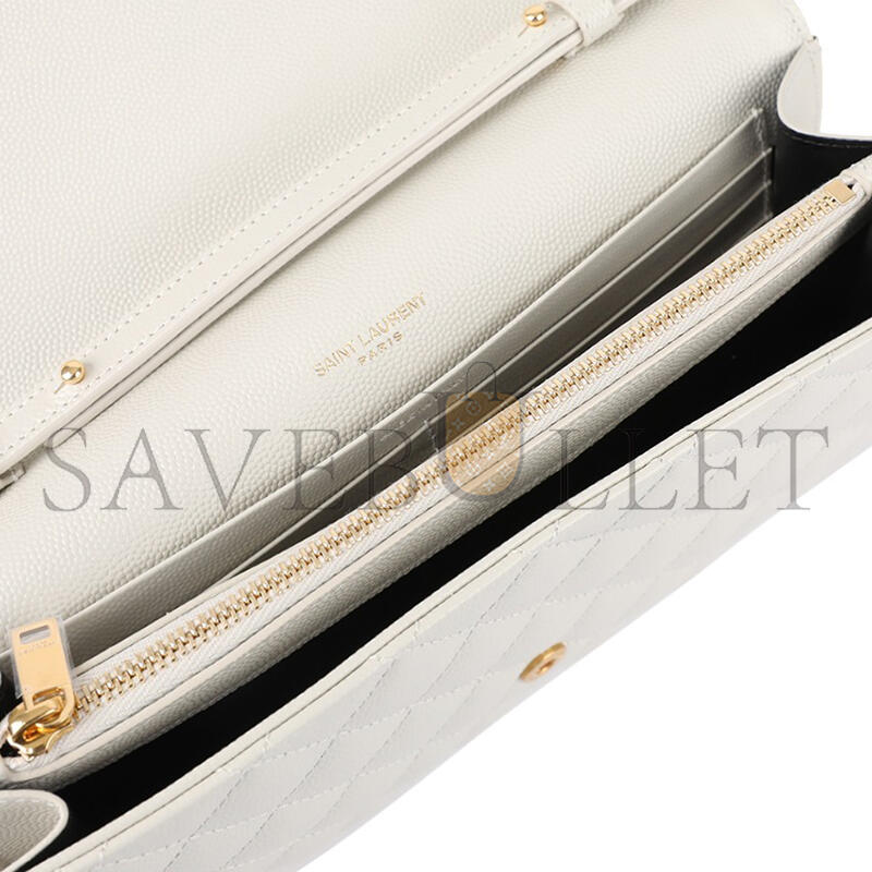 YSL ENVELOPE IN QUILTED GRAIN DE POUDRE EMBOSSED LEATHER 620280BOW919207 (22.5*14*4cm)